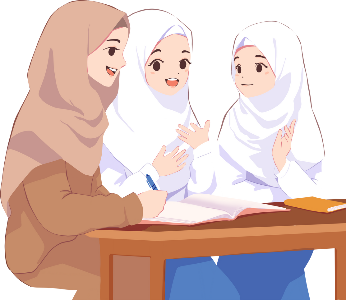 Indonesian Students Discussing Topics to Teacher