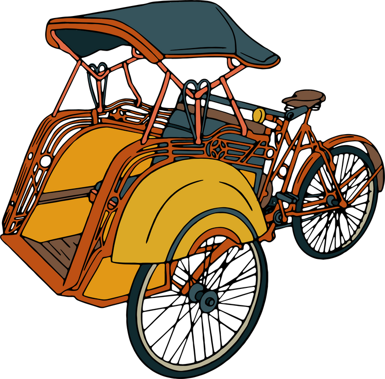 Becak illustration Indonesian Traditional Transportation