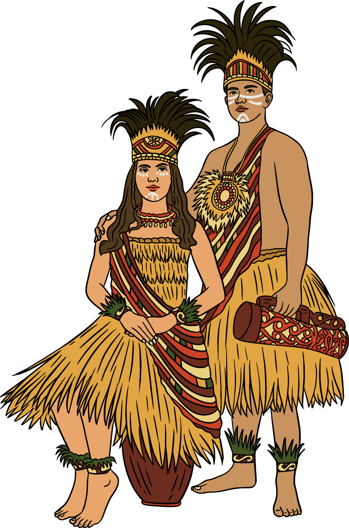 Papua Indonesian traditional marriage dress illustration