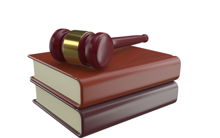 3d gavel placed on books icon isolated cutout